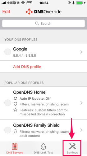 DNS-override-setting